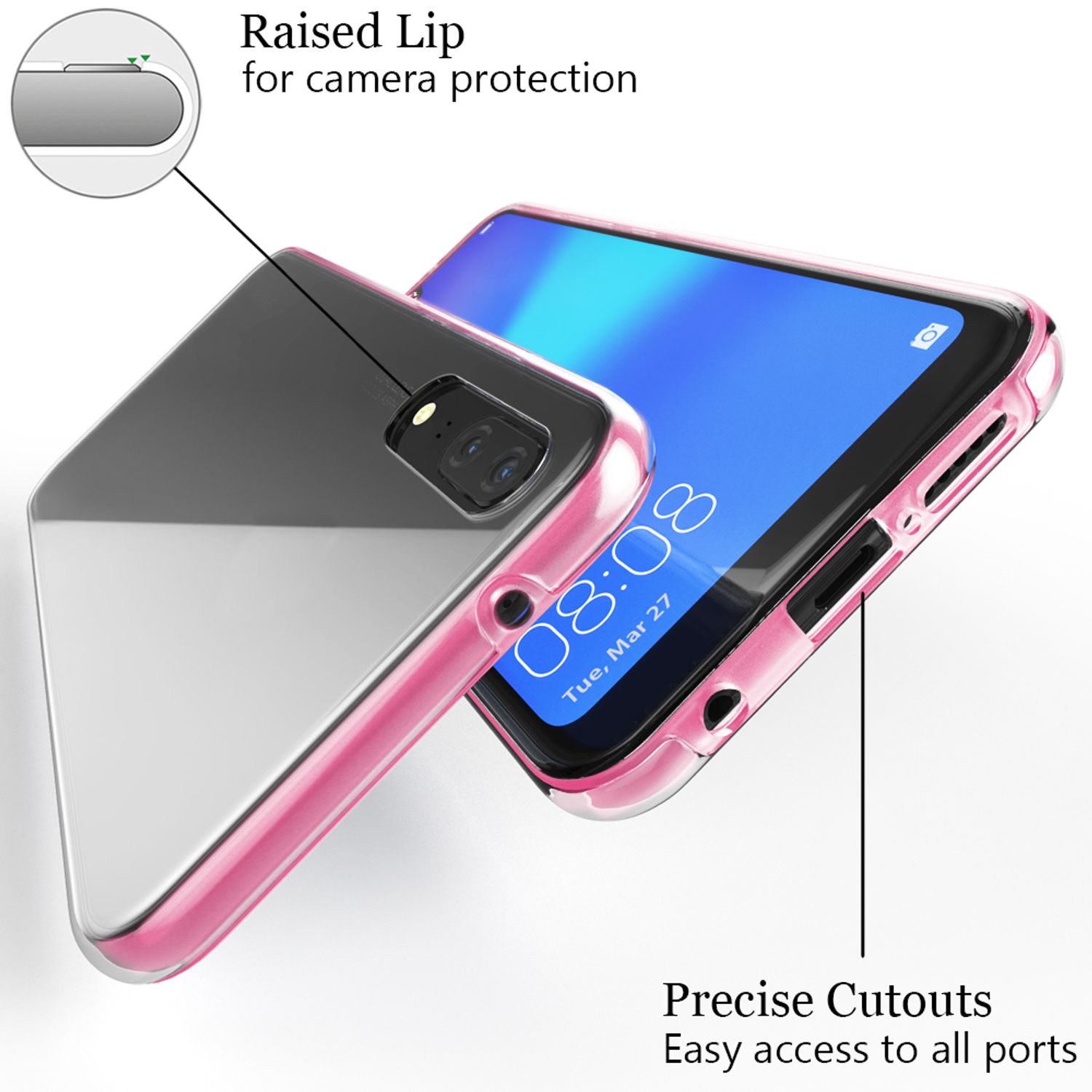 NALIA 360 Grad Handy Hülle für Huawei P20, Full Cover Case Bumper Displayschutz Transparent NALIA Transparente Hülle