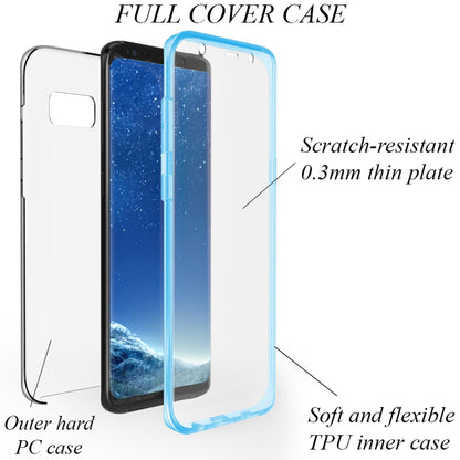NALIA 360 Grad Handy Hülle für Samsung Galaxy S8 Plus, Full Cover Case Bumper Blau NALIA Transparente Hülle