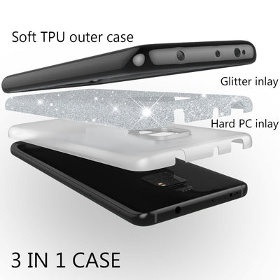 NALIA Glitzerhülle für Huawei Mate 20 – Funkelnder Glitzer-Look & Grip – SHINEPOP (Silikon Case) – Marke aus Berlin Schwarz NALIA Protective Hülle