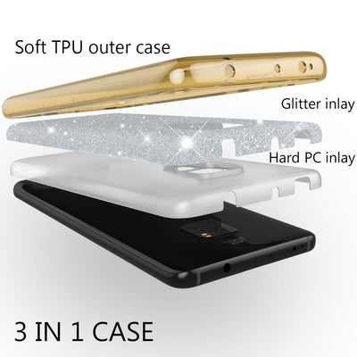 NALIA Glitzerhülle für Huawei Mate 20 – Funkelnder Glitzer-Look & Grip – SHINEPOP (Silikon Case) – Marke aus Berlin Gold NALIA Protective Hülle