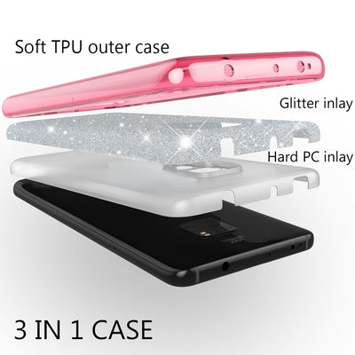 NALIA Glitzerhülle für Huawei Mate 20 – Funkelnder Glitzer-Look & Grip – SHINEPOP (Silikon Case) – Marke aus Berlin Schwarz NALIA Protective Hülle