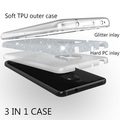 NALIA Glitzerhülle für Huawei Mate 20 – Funkelnder Glitzer-Look & Grip – SHINEPOP (Silikon Case) – Marke aus Berlin Silber NALIA Protective Hülle