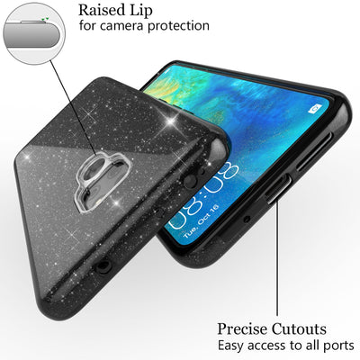 NALIA Glitzerhülle für Huawei Mate 20 – Funkelnder Glitzer-Look & Grip – SHINEPOP (Silikon Case) – Marke aus Berlin Schwarz NALIA Protective Hülle