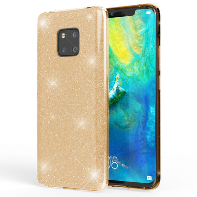 NALIA Glitzerhülle für Huawei Mate 20 Pro – Funkelnder Glitzer-Look & Grip – SHINEPOP (Silikon Case) – Marke aus Berlin Gold NALIA Protective Hülle