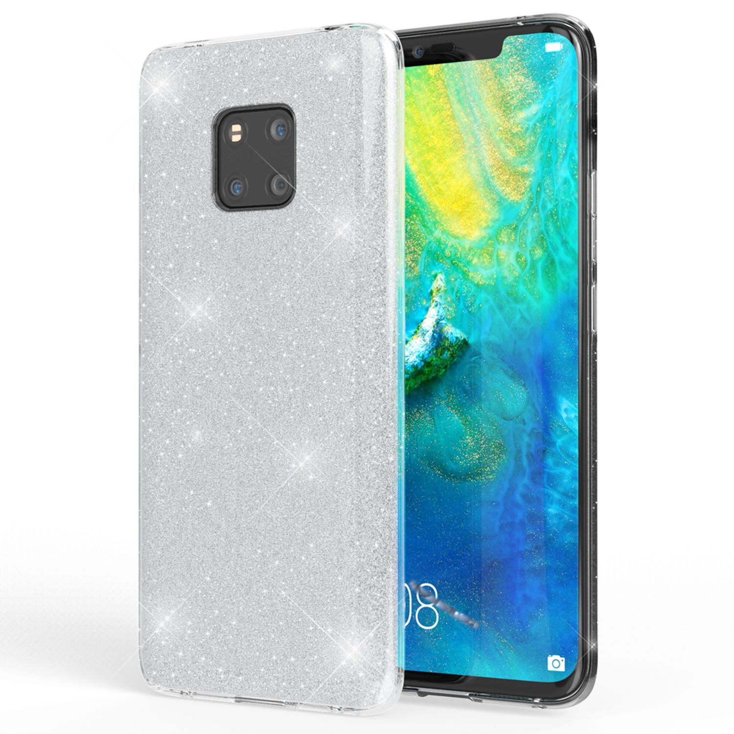 NALIA Glitzer Silikonhülle Huawei Mate 20 Pro Case funkelnd Bling Grip stoßfest Gold NALIA Protective Hülle