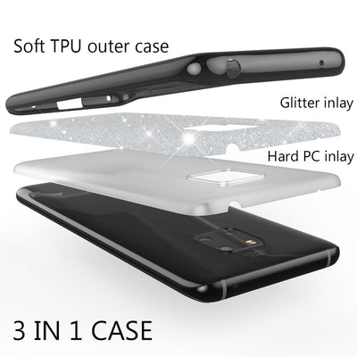 NALIA Glitzerhülle für Huawei Mate 20 Pro – Funkelnder Glitzer-Look & Grip – SHINEPOP (Silikon Case) – Marke aus Berlin Schwarz NALIA Protective Hülle