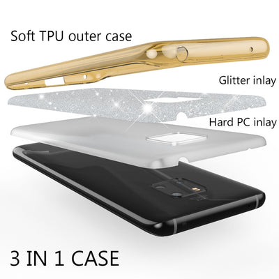 NALIA Glitzerhülle für Huawei Mate 20 Pro – Funkelnder Glitzer-Look & Grip – SHINEPOP (Silikon Case) – Marke aus Berlin Gold NALIA Protective Hülle