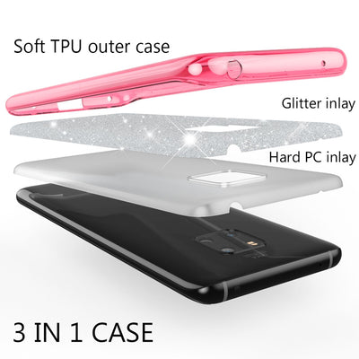NALIA Glitzerhülle für Huawei Mate 20 Pro – Funkelnder Glitzer-Look & Grip – SHINEPOP (Silikon Case) – Marke aus Berlin Schwarz NALIA Protective Hülle