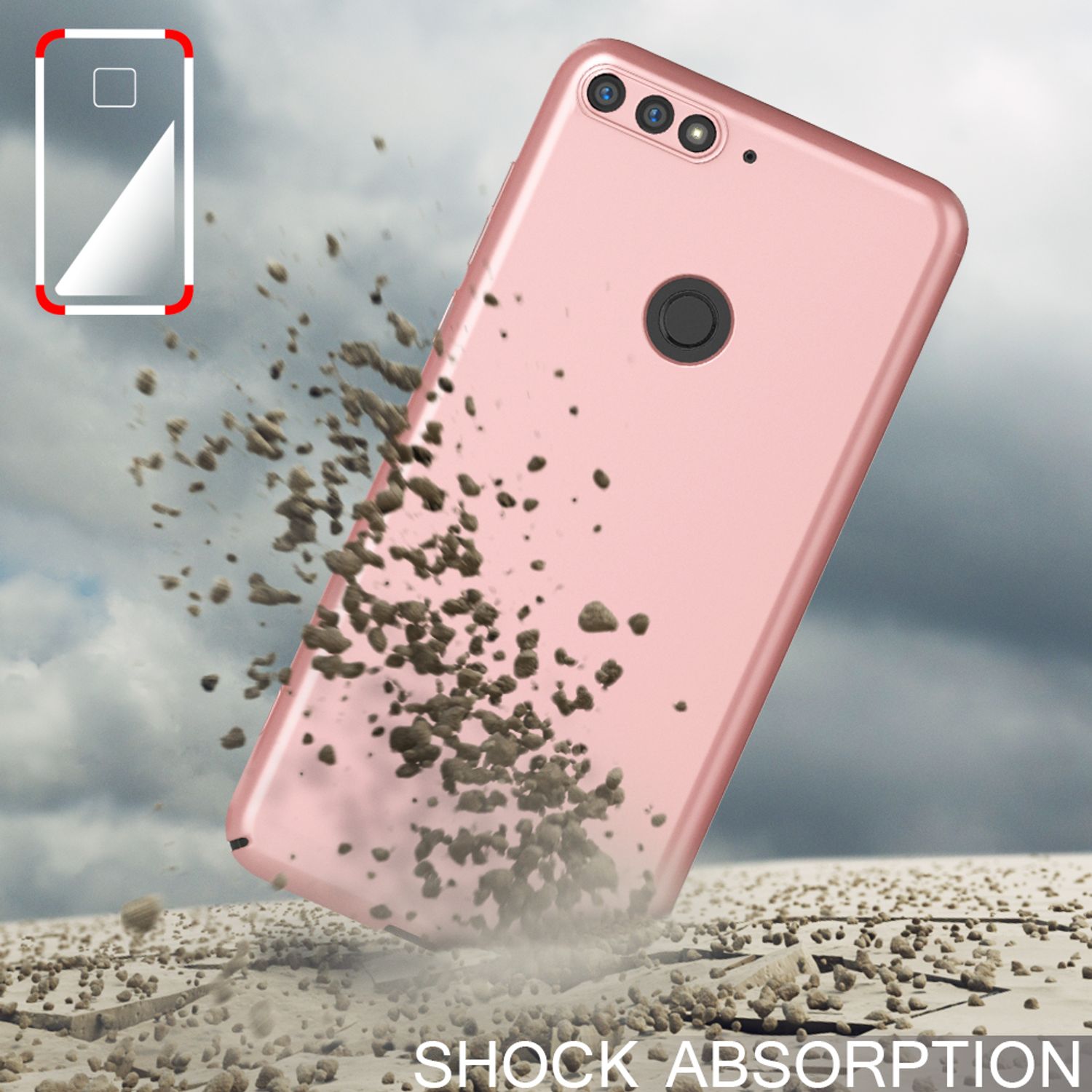 NALIA Handyhülle für Huawei Y7 (2018), Dünne Hard Case Schutz Hülle Slim Cover Rose Gold NALIA SlimFit Hülle