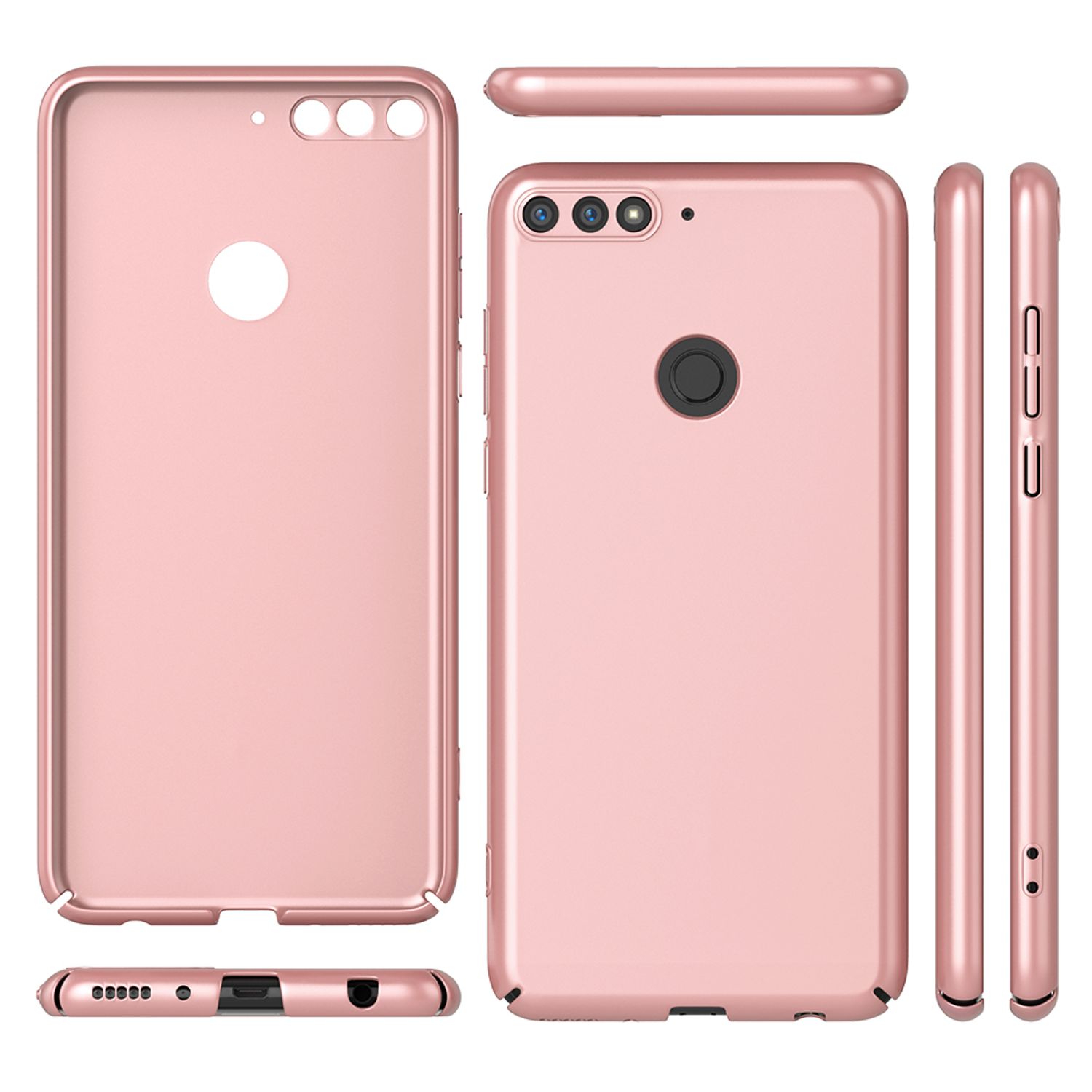 NALIA Handyhülle für Huawei Y7 (2018), Dünne Hard Case Schutz Hülle Slim Cover Rose Gold NALIA SlimFit Hülle