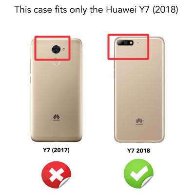 NALIA Silikonhülle für Huawei Y7 (2018) – Rutschfest & Matt – VORTEX (Gebürstete Optik & Carbon Design) – Marke aus Berlin Dunkelblau NALIA Protective Hülle