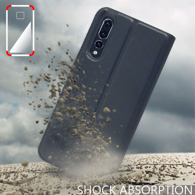 NALIA Hülle kompatibel mit Huawei P20 Pro, Kickstand Handyhülle Flip-Case Kunstleder Book-Cover mit Magnet, Etui Ganzkörper Schutzhülle Dünne Rundum Handy-Tasche Bumper Blau NALIA SlimFit Hülle