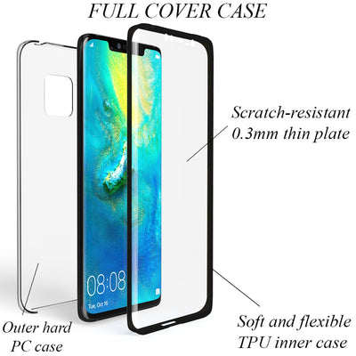 NALIA 360° Hülle für Huawei Mate 20 Pro – Vorne & Hinten Schutz – 360GUARD (Full-Body Case) – Marke aus Berlin Schwarz NALIA Transparente Hülle