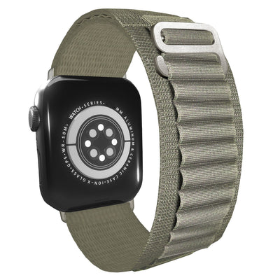 NALIA Smart Watch Armband Alpine Loop Style kompatibel mit Apple Watch Armband Ultra/SE & Series 8/7/6/5/4/3/2/1, 38/40/41mm, G-Haken iWatch Outdoor Uhr Band, Nylon Kieferngrün NALIA Textil Armband