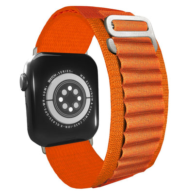 NALIA Smart Watch Armband Alpine Loop Style kompatibel mit Apple Watch Armband Ultra/SE & Series 8/7/6/5/4/3/2/1, 38/40/41mm, G-Haken iWatch Outdoor Uhr Band, Nylon Orange NALIA Textil Armband