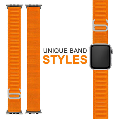 NALIA Smart Watch Armband Alpine Loop Style kompatibel mit Apple Watch Armband Ultra/SE & Series 8/7/6/5/4/3/2/1, 38/40/41mm, G-Haken iWatch Outdoor Uhr Band, Nylon Orange NALIA Textil Armband