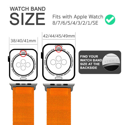 NALIA Smart Watch Armband Alpine Loop Style kompatibel mit Apple Watch Armband Ultra/SE & Series 8/7/6/5/4/3/2/1, 38/40/41mm, G-Haken iWatch Outdoor Uhr Band, Nylon Orange NALIA Textil Armband