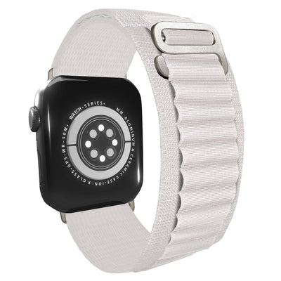 NALIA Smart Watch Armband Alpine Loop Style kompatibel mit Apple Watch Armband Ultra/SE & Series 8/7/6/5/4/3/2/1, 38/40/41mm, G-Haken iWatch Outdoor Uhr Band, Nylon Weiß NALIA Textil Armband