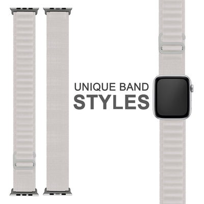 NALIA Smart Watch Armband Alpine Loop Style kompatibel mit Apple Watch Armband Ultra/SE & Series 8/7/6/5/4/3/2/1, 38/40/41mm, G-Haken iWatch Outdoor Uhr Band, Nylon Weiß NALIA Textil Armband