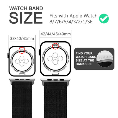 NALIA Smart Watch Armband Alpine Loop Style kompatibel mit Apple Watch Armband Ultra/SE & Series 8/7/6/5/4/3/2/1, 42/44/45/49mm, G-Haken iWatch Outdoor Uhr Band, Nylon Schwarz NALIA Textil Armband