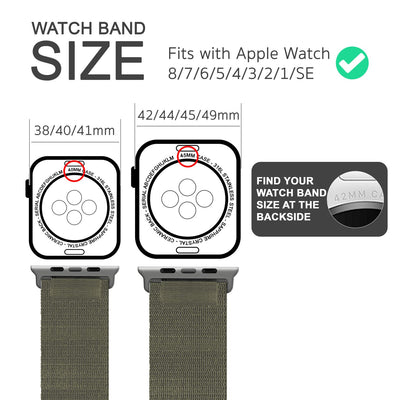 NALIA Smart Watch Armband Alpine Loop Style kompatibel mit Apple Watch Armband Ultra/SE & Series 8/7/6/5/4/3/2/1, 42/44/45/49mm, G-Haken iWatch Outdoor Uhr Band, Nylon Kieferngrün NALIA Textil Armband