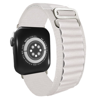 NALIA Smart Watch Armband Alpine Loop Style kompatibel mit Apple Watch Armband Ultra/SE & Series 8/7/6/5/4/3/2/1, 42/44/45/49mm, G-Haken iWatch Outdoor Uhr Band, Nylon Weiß NALIA Textil Armband