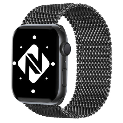 NALIA Milanaise Edelstahl Smart Watch Armband kompatibel mit Apple Watch Armband SE & Series 8/7/6/5/4/3/2/1, 38mm 40mm 41mm, iWatch-Band Magnet-Verschluss, Metall Schwarz NALIA Metall Armband