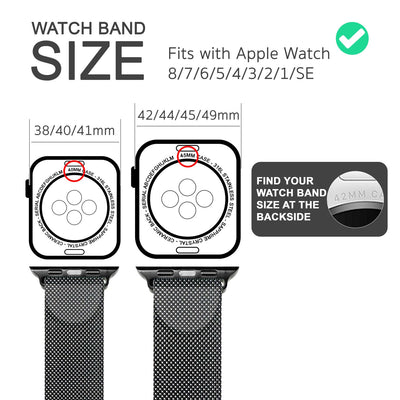 NALIA Milanaise Edelstahl Smart Watch Armband kompatibel mit Apple Watch Armband SE & Series 8/7/6/5/4/3/2/1, 38mm 40mm 41mm, iWatch-Band Magnet-Verschluss, Metall Schwarz NALIA Metall Armband
