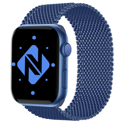 NALIA Milanaise Edelstahl Smart Watch Armband kompatibel mit Apple Watch Armband SE & Series 8/7/6/5/4/3/2/1, 38mm 40mm 41mm, iWatch-Band Magnet-Verschluss, Metall Blau NALIA Metall Armband