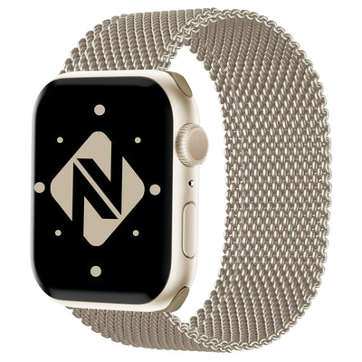 NALIA Milanaise Edelstahl Smart Watch Armband kompatibel mit Apple Watch Armband SE & Series 8/7/6/5/4/3/2/1, 38mm 40mm 41mm, iWatch-Band Magnet-Verschluss, Metall Champagner NALIA Metall Armband