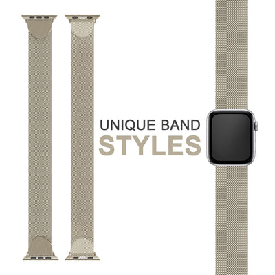 NALIA Milanaise Edelstahl Smart Watch Armband kompatibel mit Apple Watch Armband SE & Series 8/7/6/5/4/3/2/1, 38mm 40mm 41mm, iWatch-Band Magnet-Verschluss, Metall Champagner NALIA Metall Armband
