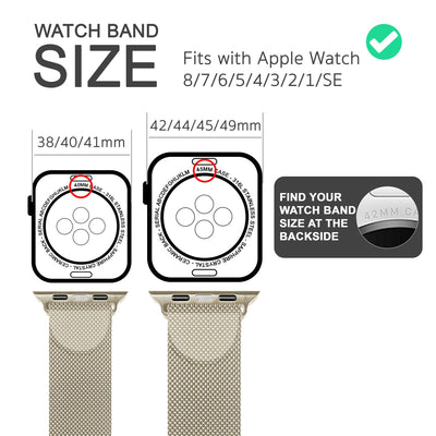 NALIA Milanaise Edelstahl Smart Watch Armband kompatibel mit Apple Watch Armband SE & Series 8/7/6/5/4/3/2/1, 38mm 40mm 41mm, iWatch-Band Magnet-Verschluss, Metall Champagner NALIA Metall Armband