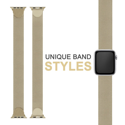 NALIA Milanaise Edelstahl Smart Watch Armband kompatibel mit Apple Watch Armband SE & Series 8/7/6/5/4/3/2/1, 38mm 40mm 41mm, iWatch-Band Magnet-Verschluss, Metall Gold NALIA Metall Armband