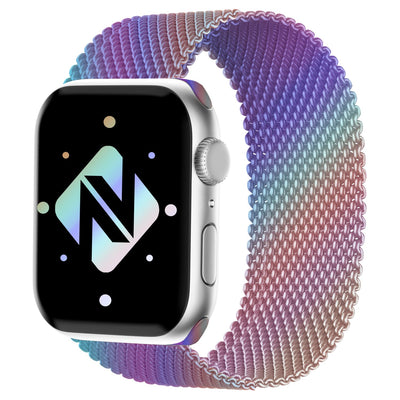 NALIA Milanaise Edelstahl Smart Watch Armband kompatibel mit Apple Watch Armband SE & Series 8/7/6/5/4/3/2/1, 38mm 40mm 41mm, iWatch-Band Magnet-Verschluss, Metall Bunt NALIA Metall Armband