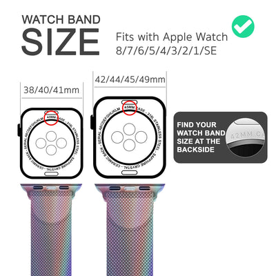 NALIA Milanaise Edelstahl Smart Watch Armband kompatibel mit Apple Watch Armband SE & Series 8/7/6/5/4/3/2/1, 38mm 40mm 41mm, iWatch-Band Magnet-Verschluss, Metall Bunt NALIA Metall Armband