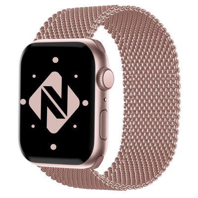 NALIA Milanaise Edelstahl Smart Watch Armband kompatibel mit Apple Watch Armband SE & Series 8/7/6/5/4/3/2/1, 38mm 40mm 41mm, iWatch-Band Magnet-Verschluss, Metall Rose Gold NALIA Metall Armband