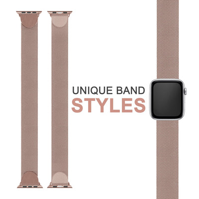 NALIA Milanaise Edelstahl Smart Watch Armband kompatibel mit Apple Watch Armband SE & Series 8/7/6/5/4/3/2/1, 38mm 40mm 41mm, iWatch-Band Magnet-Verschluss, Metall Rose Gold NALIA Metall Armband