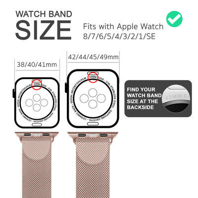 NALIA Milanaise Edelstahl Smart Watch Armband kompatibel mit Apple Watch Armband SE & Series 8/7/6/5/4/3/2/1, 38mm 40mm 41mm, iWatch-Band Magnet-Verschluss, Metall Rose Gold NALIA Metall Armband