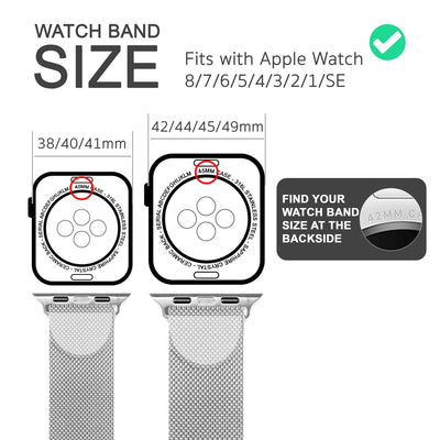 NALIA Milanaise Edelstahl Smart Watch Armband kompatibel mit Apple Watch Armband SE & Series 8/7/6/5/4/3/2/1, 38mm 40mm 41mm, iWatch-Band Magnet-Verschluss, Metall Silber NALIA Metall Armband