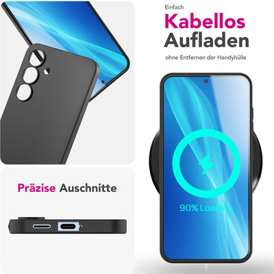 NALIA Ultra Slim Hardcase für Samsung Galaxy S25 – Matt & 0.3mm Dünn – PHANTOM (Hauchdünnes Cover & Kamera-Vollschutz) – Marke aus Berlin Schwarz Opak NALIA SlimFit Hülle