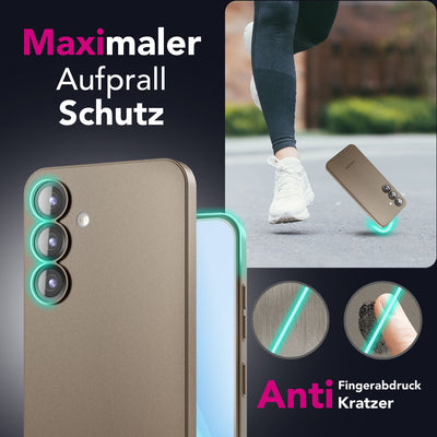 NALIA Ultra Slim Hardcase für Samsung Galaxy S25 – Matt & 0.3mm Dünn – PHANTOM (Hauchdünnes Cover & Kamera-Vollschutz) – Marke aus Berlin Taupe Transparent NALIA SlimFit Hülle