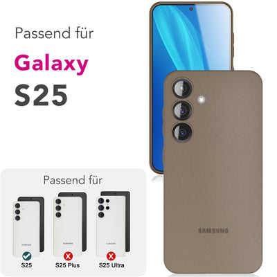 NALIA Ultra Slim Hardcase für Samsung Galaxy S25 – Matt & 0.3mm Dünn – PHANTOM (Hauchdünnes Cover & Kamera-Vollschutz) – Marke aus Berlin Taupe Transparent NALIA SlimFit Hülle