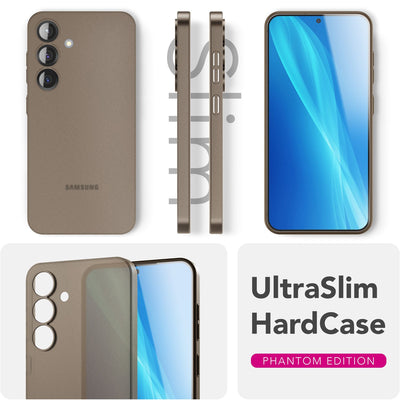 NALIA Ultra Slim Hardcase für Samsung Galaxy S25 – Matt & 0.3mm Dünn – PHANTOM (Hauchdünnes Cover & Kamera-Vollschutz) – Marke aus Berlin Taupe Transparent NALIA SlimFit Hülle