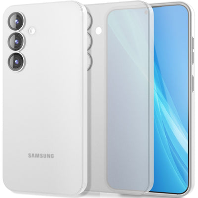NALIA Ultra Slim Hardcase für Samsung Galaxy S25 – Matt & 0.3mm Dünn – PHANTOM (Hauchdünnes Cover & Kamera-Vollschutz) – Marke aus Berlin Weiß Transparent NALIA SlimFit Hülle