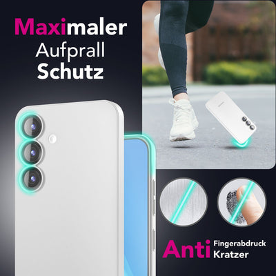 NALIA Ultra Slim Hardcase für Samsung Galaxy S25 – Matt & 0.3mm Dünn – PHANTOM (Hauchdünnes Cover & Kamera-Vollschutz) – Marke aus Berlin Weiß Transparent NALIA SlimFit Hülle