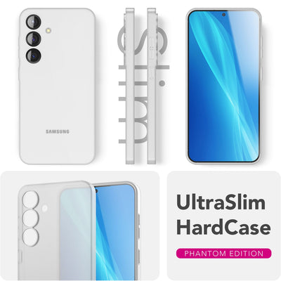 NALIA Ultra Slim Hardcase für Samsung Galaxy S25 – Matt & 0.3mm Dünn – PHANTOM (Hauchdünnes Cover & Kamera-Vollschutz) – Marke aus Berlin Weiß Transparent NALIA SlimFit Hülle