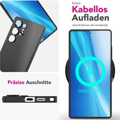 NALIA Ultra Slim Hardcase für Samsung Galaxy S25 Ultra – Matt & 0.3mm Dünn – PHANTOM (Hauchdünnes Cover & Kamera-Vollschutz) – Marke aus Berlin Schwarz Opak NALIA SlimFit Hülle