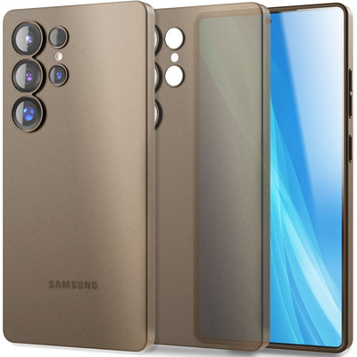 NALIA Ultra Slim Hardcase für Samsung Galaxy S25 Ultra – Matt & 0.3mm Dünn – PHANTOM (Hauchdünnes Cover & Kamera-Vollschutz) – Marke aus Berlin Taupe Transparent NALIA SlimFit Hülle