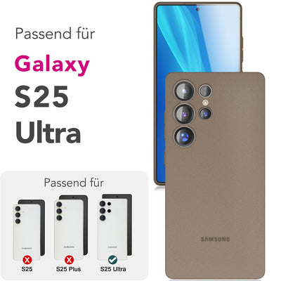 NALIA Ultra Slim Hardcase für Samsung Galaxy S25 Ultra – Matt & 0.3mm Dünn – PHANTOM (Hauchdünnes Cover & Kamera-Vollschutz) – Marke aus Berlin Taupe Transparent NALIA SlimFit Hülle