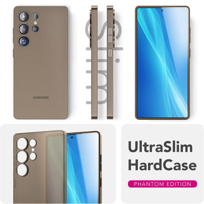 NALIA Ultra Slim Hardcase für Samsung Galaxy S25 Ultra – Matt & 0.3mm Dünn – PHANTOM (Hauchdünnes Cover & Kamera-Vollschutz) – Marke aus Berlin Taupe Transparent NALIA SlimFit Hülle